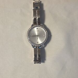 Guess Silver Crystal-Trim Women's Bracelet Watch